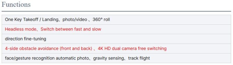 JJRC H109 Funktioner