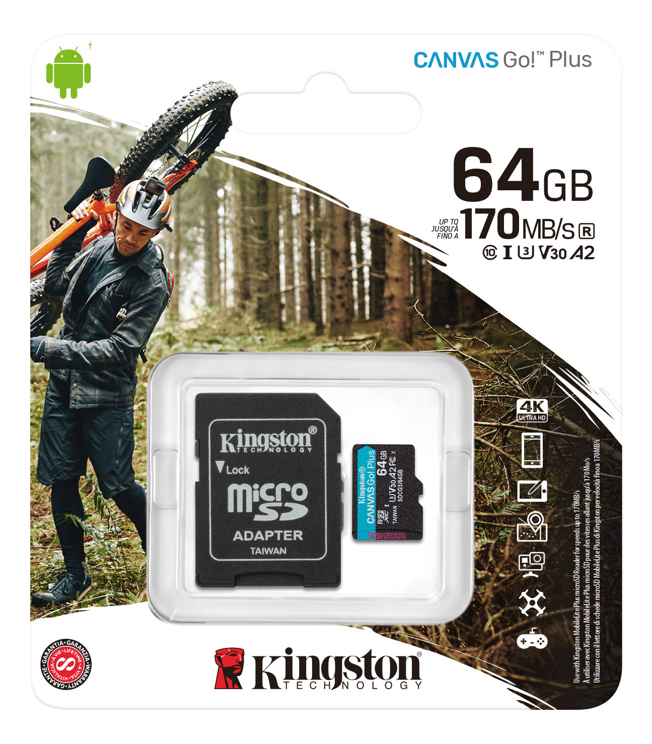 Billede af Kingston MicroSDXC Canvas Go Plus 170R A2 U3 V30 Card - inkl. adaptor